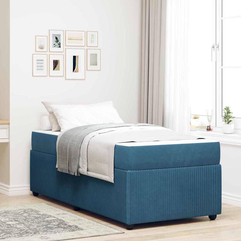 vidaXL Bettrahmen mit Matratze Blau 80 x 200 cm Stoff