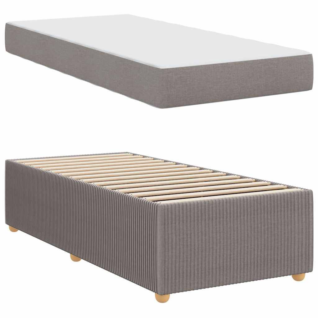 vidaXL Bettrahmen mit Matratze Taupe 90 x 200 cm Stoff