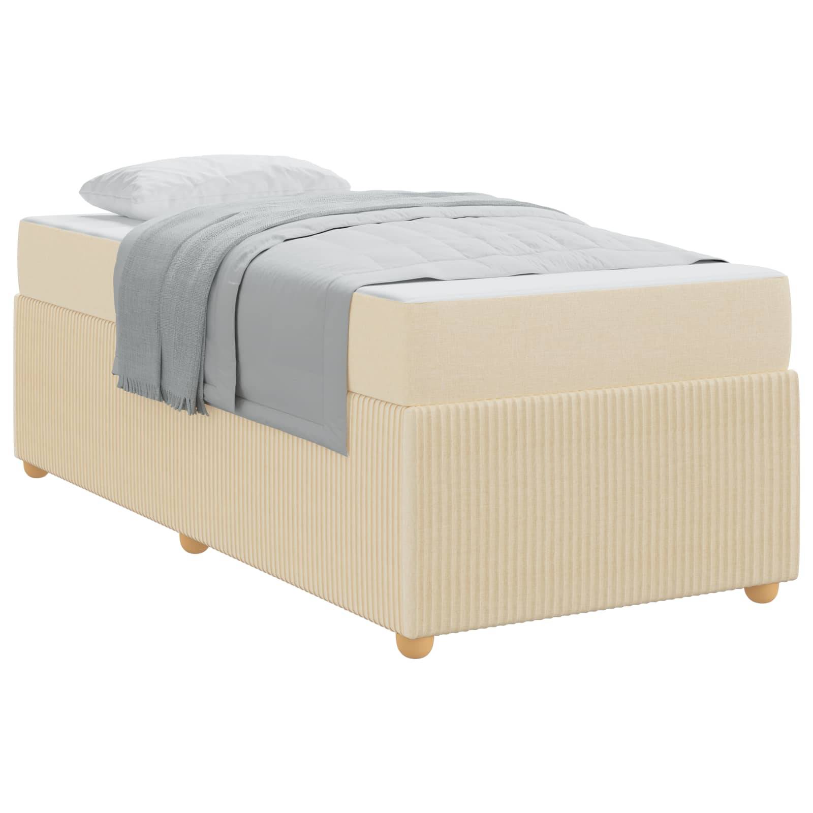 vidaXL Bettrahmen mit Matratze Creme 90 x 190 cm Stoff