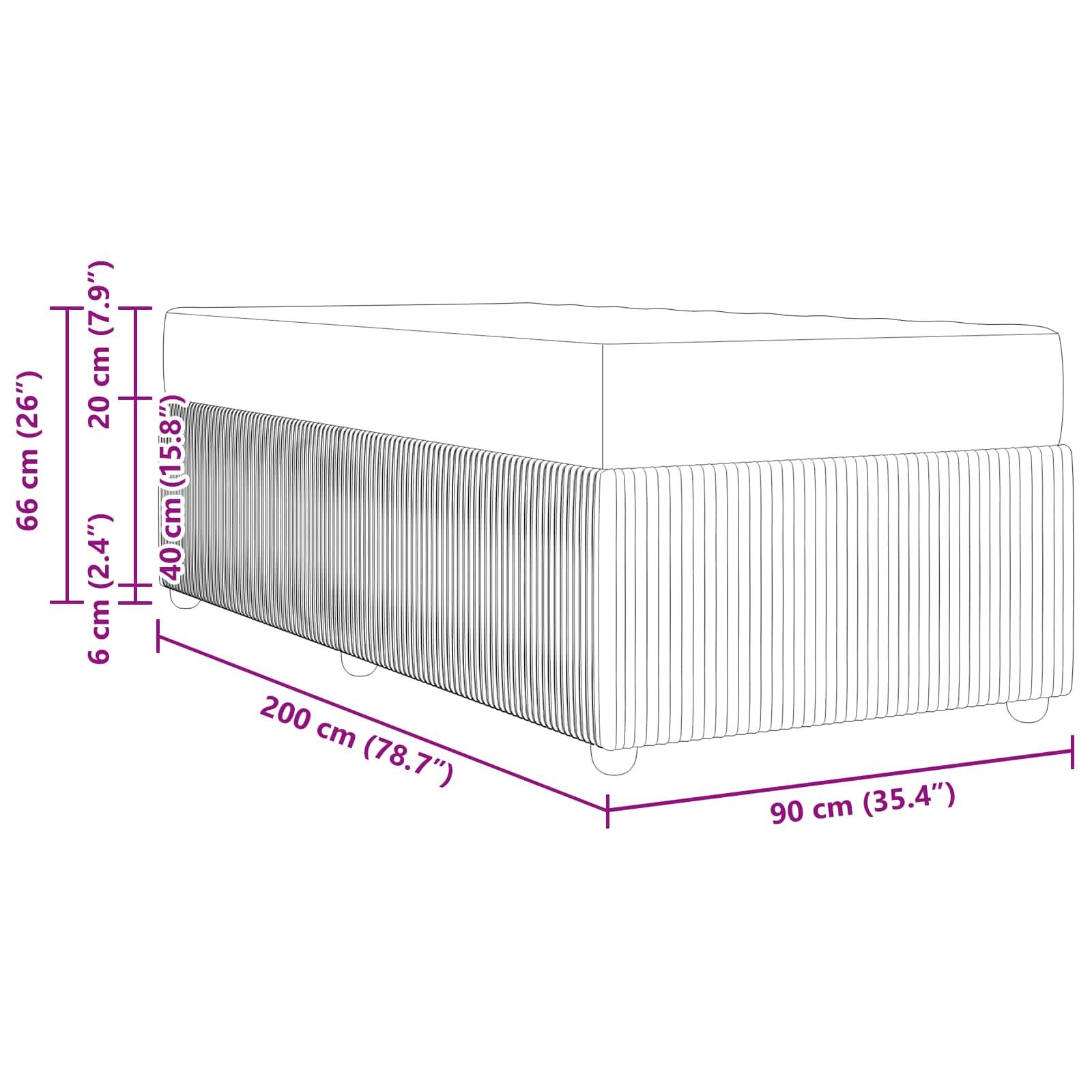 vidaXL Bettrahmen mit Matratze Creme 90 x 200 cm Stoff