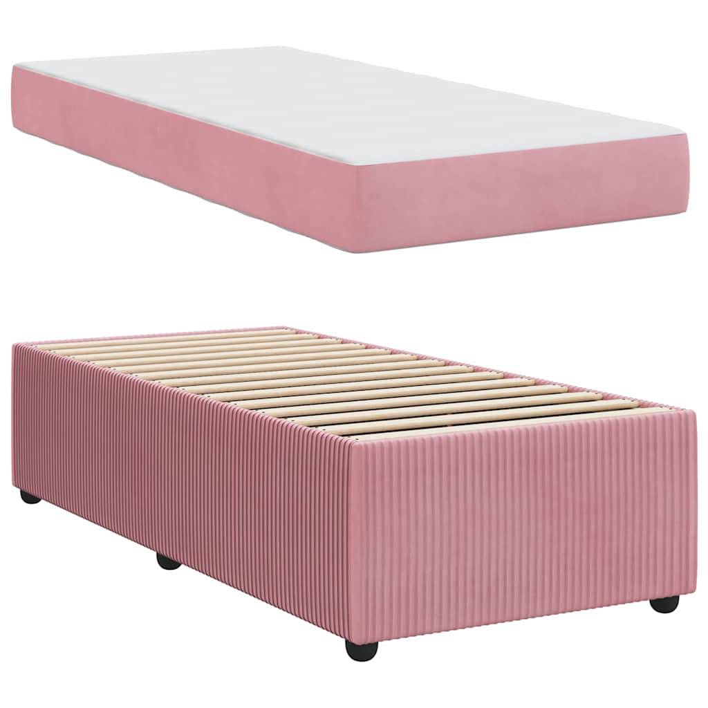 vidaXL Bettrahmen mit Matratze Rosa 90 x 200 cm Stoff