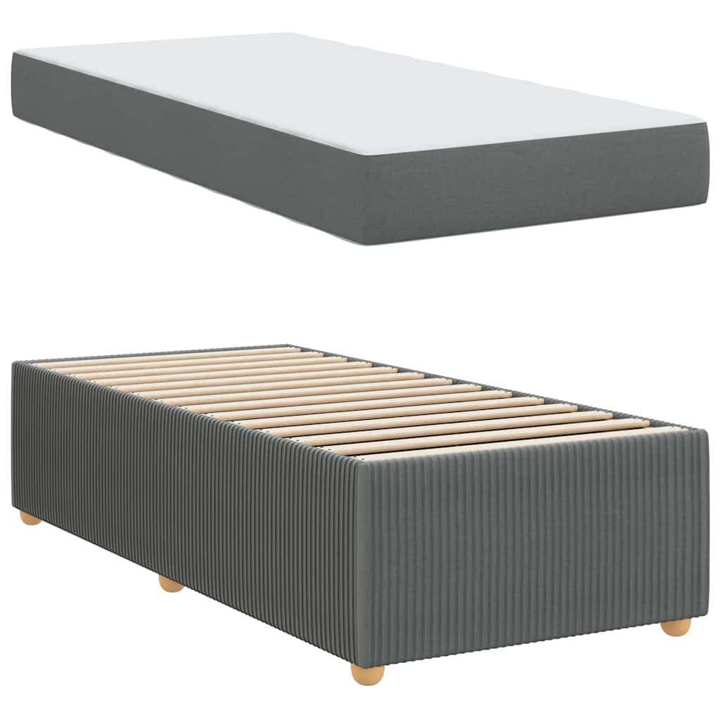 vidaXL Bettrahmen mit Matratze Dunkelgrau 100 x 200 cm Stoff