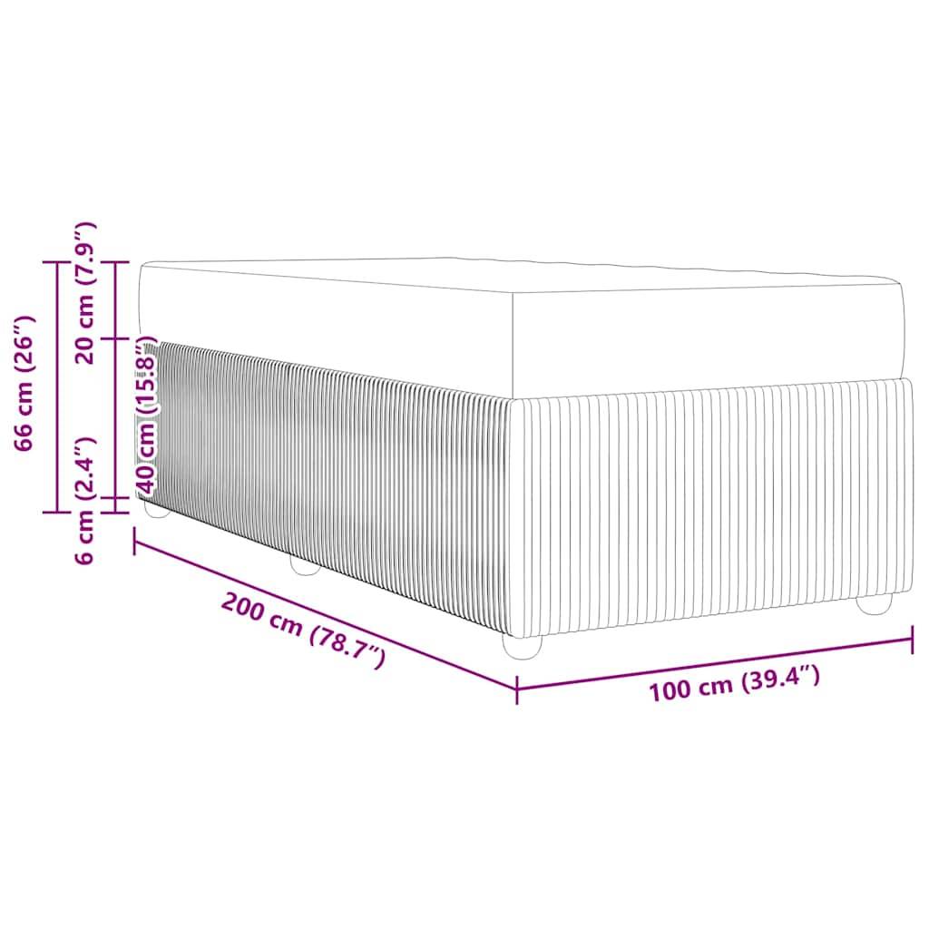 Diagramm eines rechteckigen Ottomans mit Maßen: Höhe 40 cm (15,8