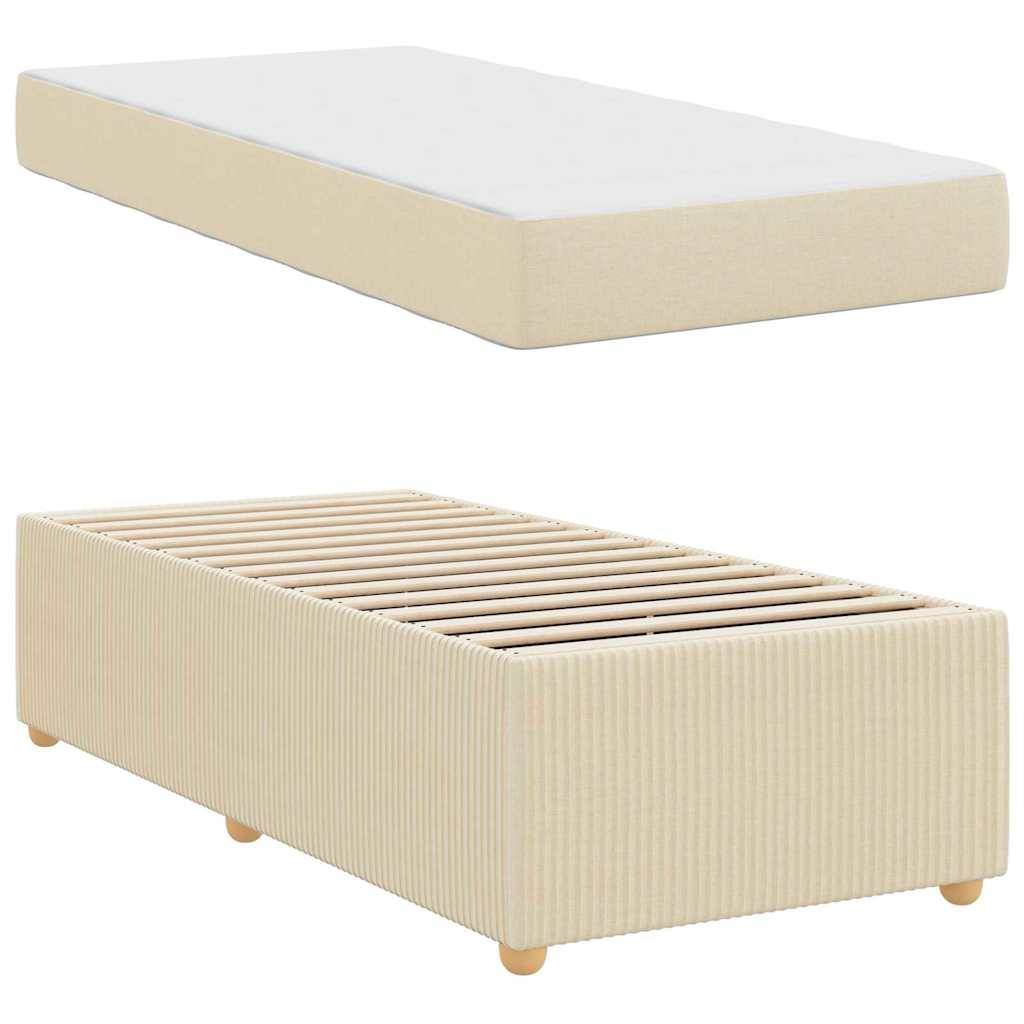 vidaXL Bettrahmen mit Matratze Creme 100 x 200 cm Stoff