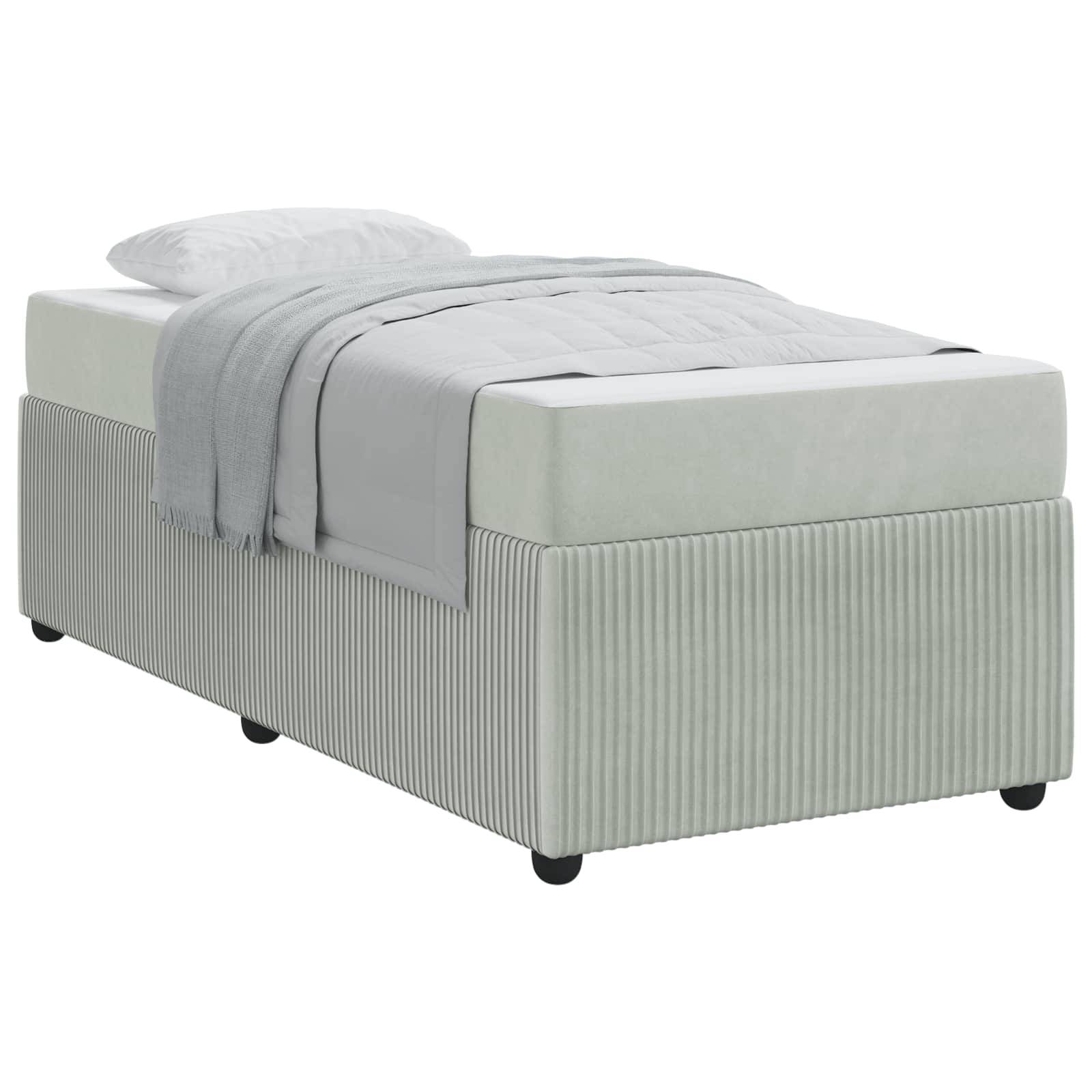 vidaXL Bettrahmen mit Matratze Hellgrau 100 x 200 cm Stoff
