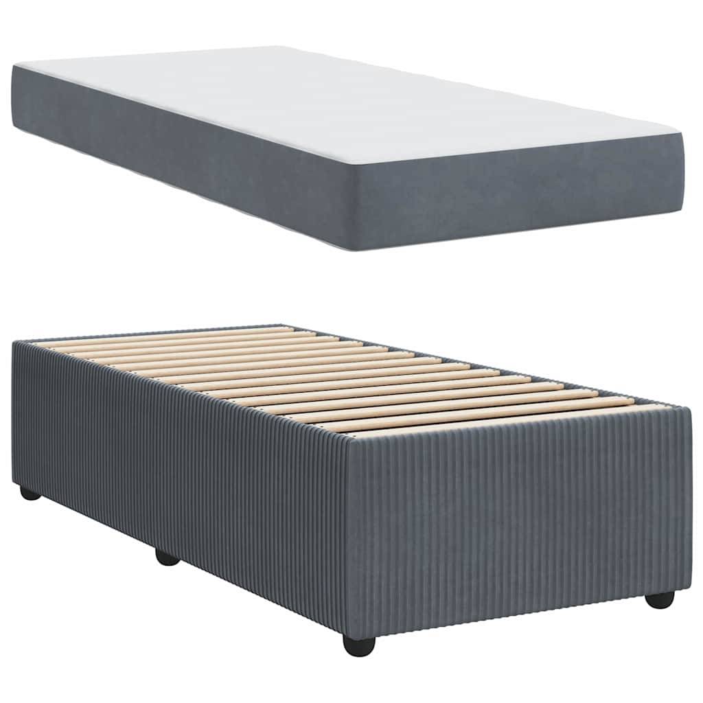 vidaXL Bettrahmen mit Matratze Dunkelgrau 90 x 200 cm Stoff