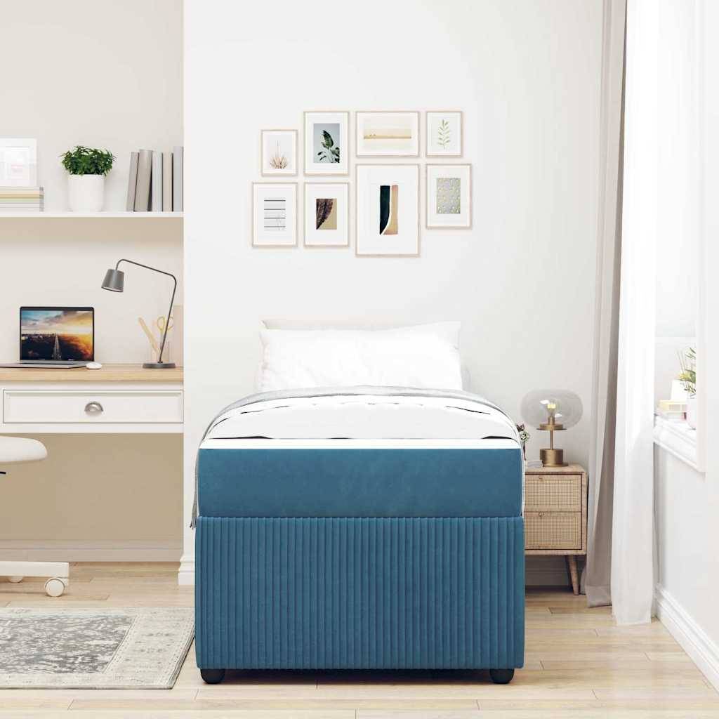 vidaXL Bettrahmen mit Matratze Blau 80 x 200 cm Stoff