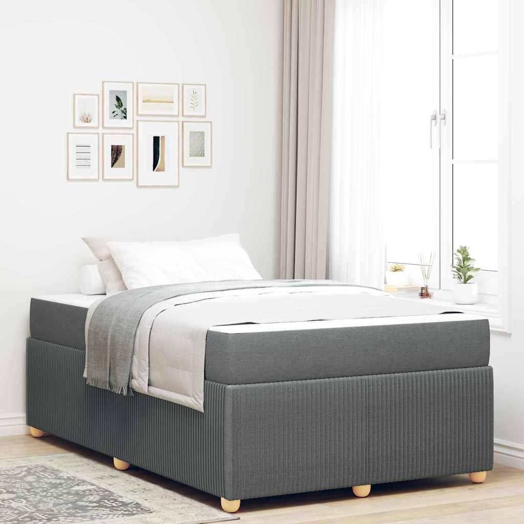 vidaXL Bettrahmen mit Matratze Dunkelgrau 120 x 190 cm Stoff