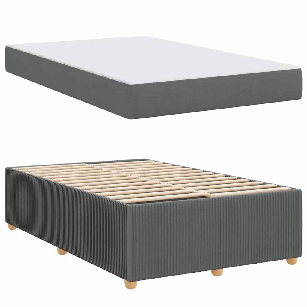 vidaXL Bettrahmen mit Matratze Dunkelgrau 120 x 190 cm Stoff