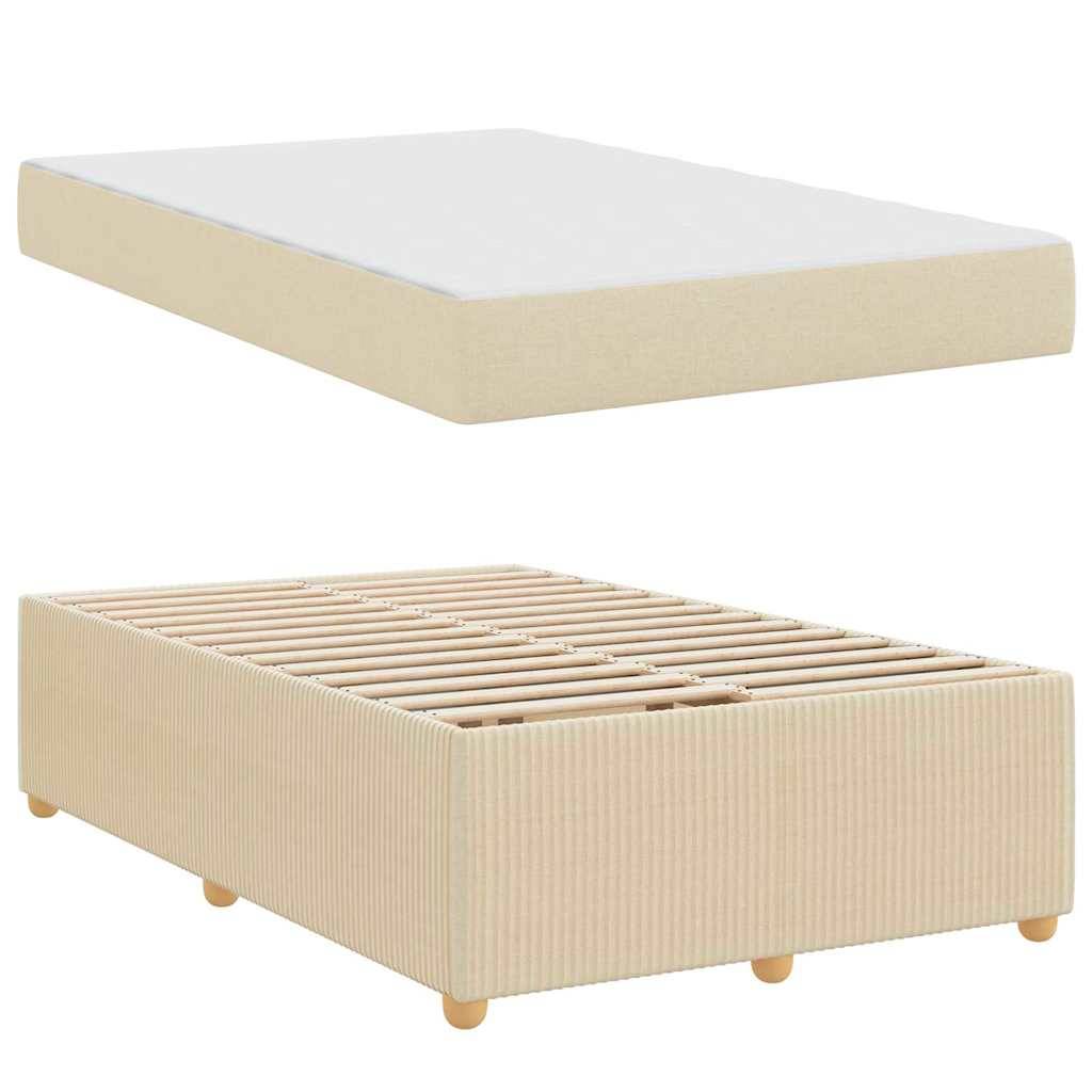 vidaXL Bettrahmen mit Matratze Creme 120 x 190 cm Stoff