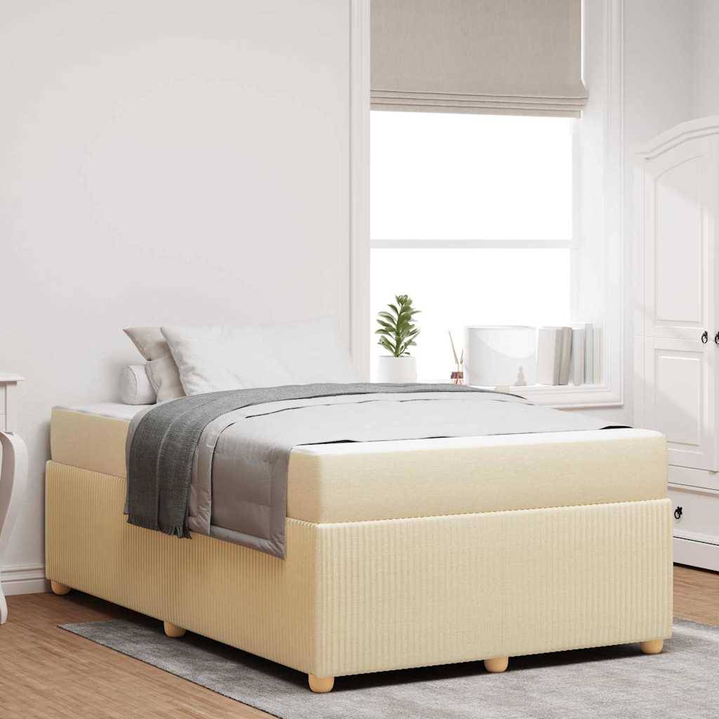 vidaXL Bettrahmen mit Matratze Creme 120 x 190 cm Stoff