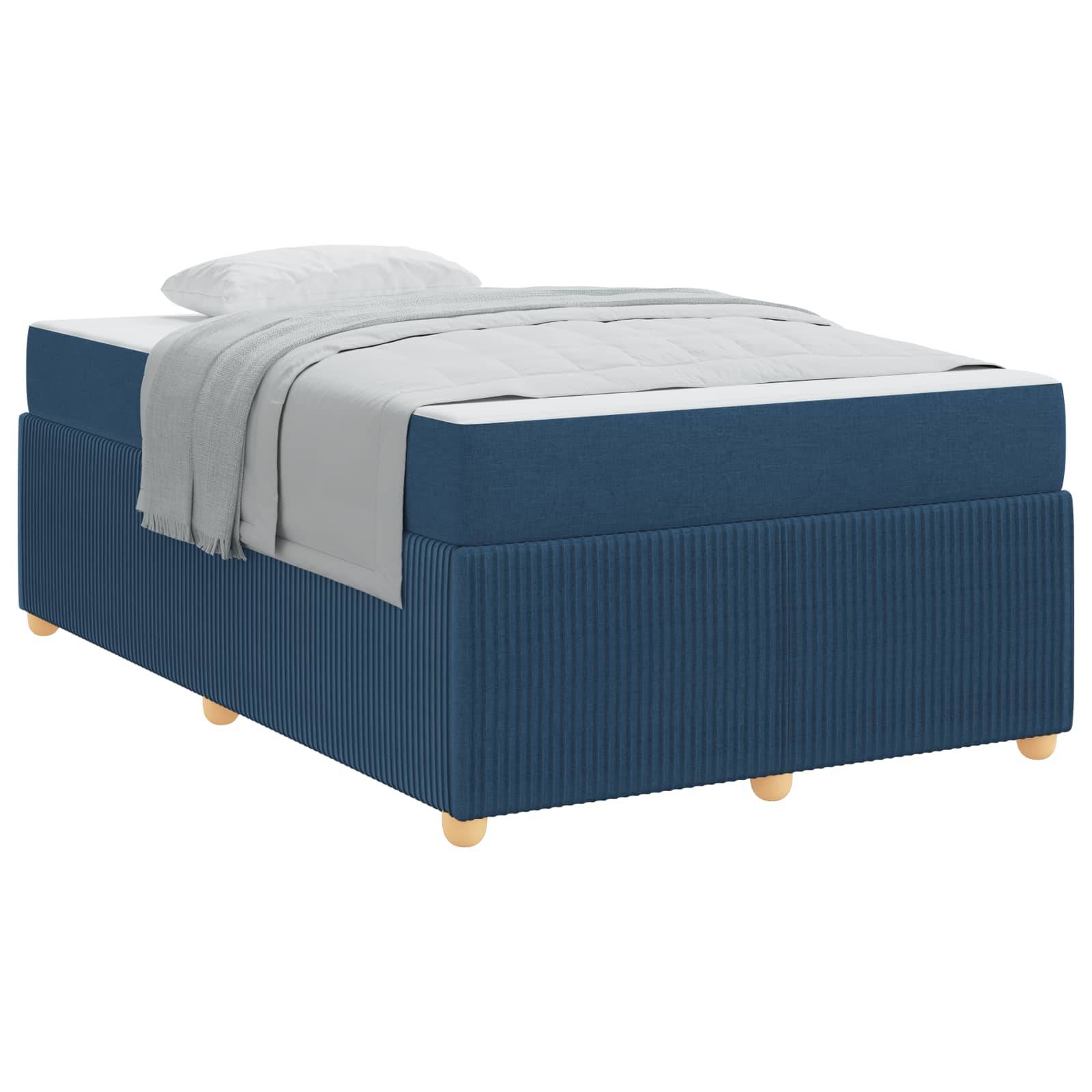vidaXL Bettrahmen mit Matratze Blau 120 x 190 cm Stoff