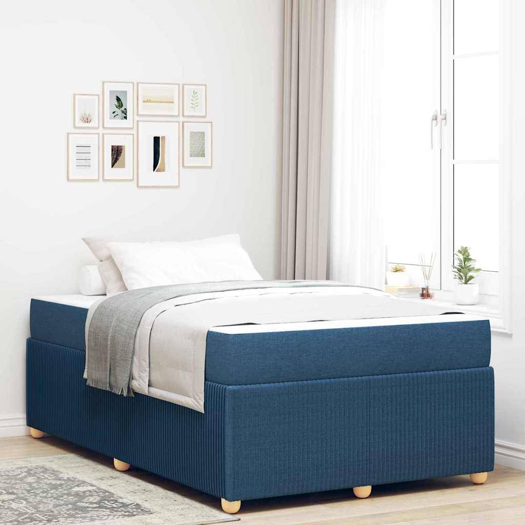 vidaXL Bettrahmen mit Matratze Blau 120 x 190 cm Stoff
