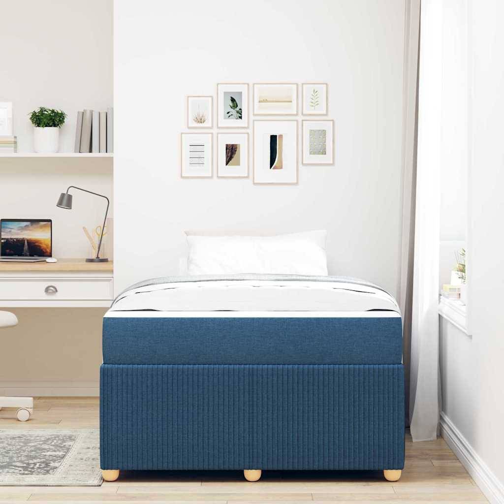 vidaXL Bettrahmen mit Matratze Blau 120 x 190 cm Stoff