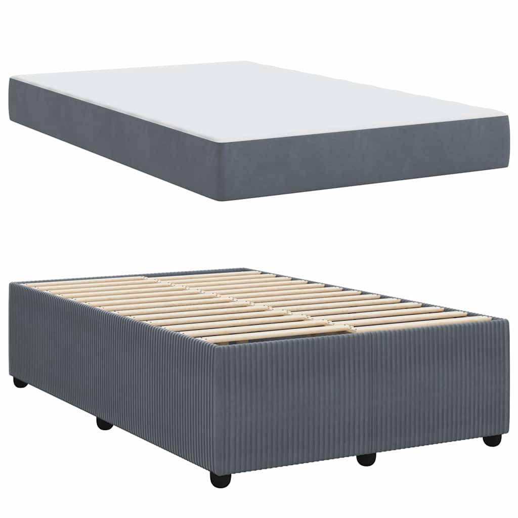 vidaXL Bettrahmen mit Matratze Dunkelgrau 120 x 190 cm Stoff