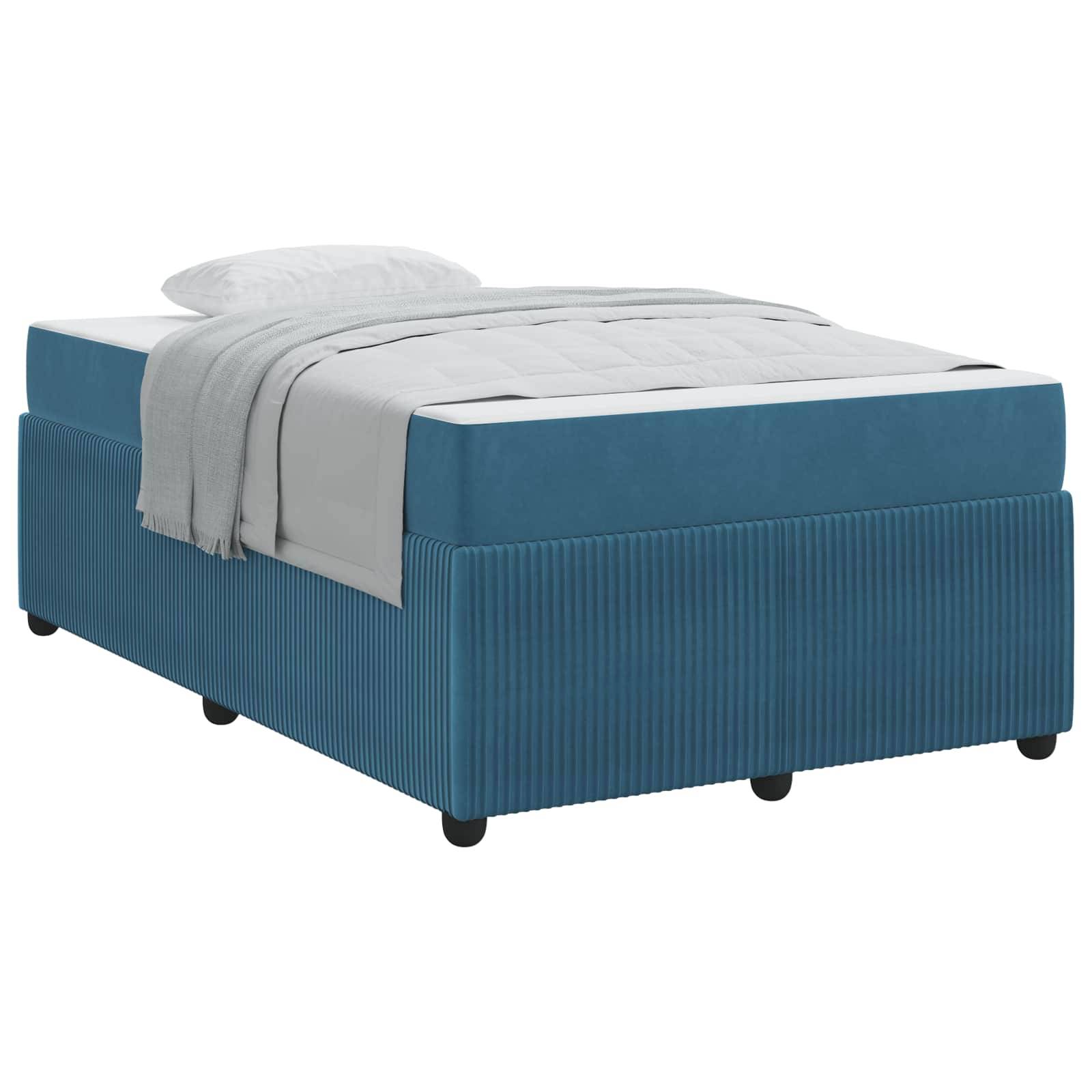 vidaXL Bettrahmen mit Matratze Blau 120 x 190 cm Stoff