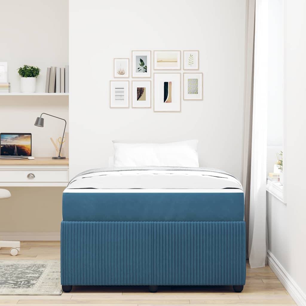 vidaXL Bettrahmen mit Matratze Blau 120 x 190 cm Stoff