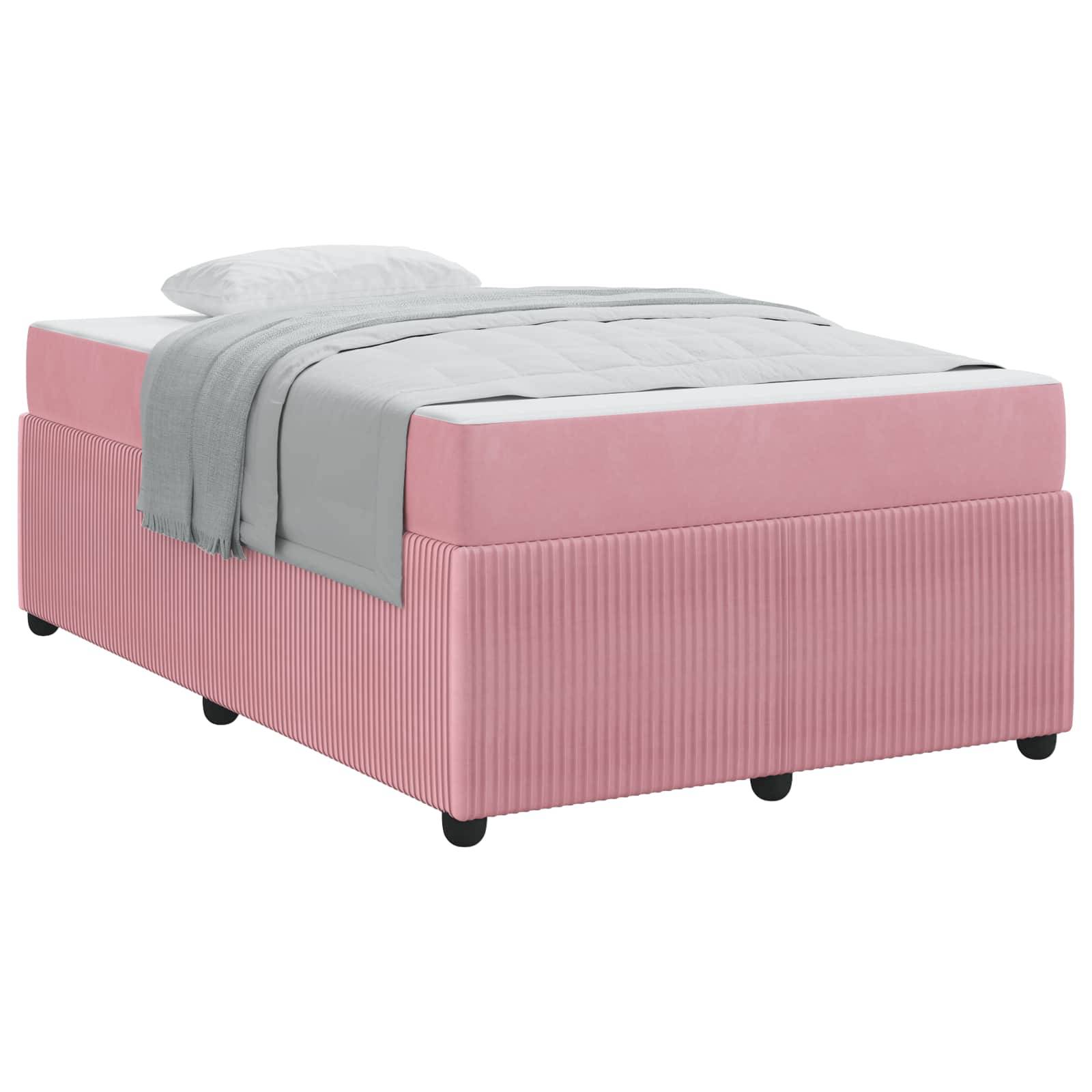 vidaXL Bettrahmen mit Matratze Rosa 120 x 190 cm Stoff