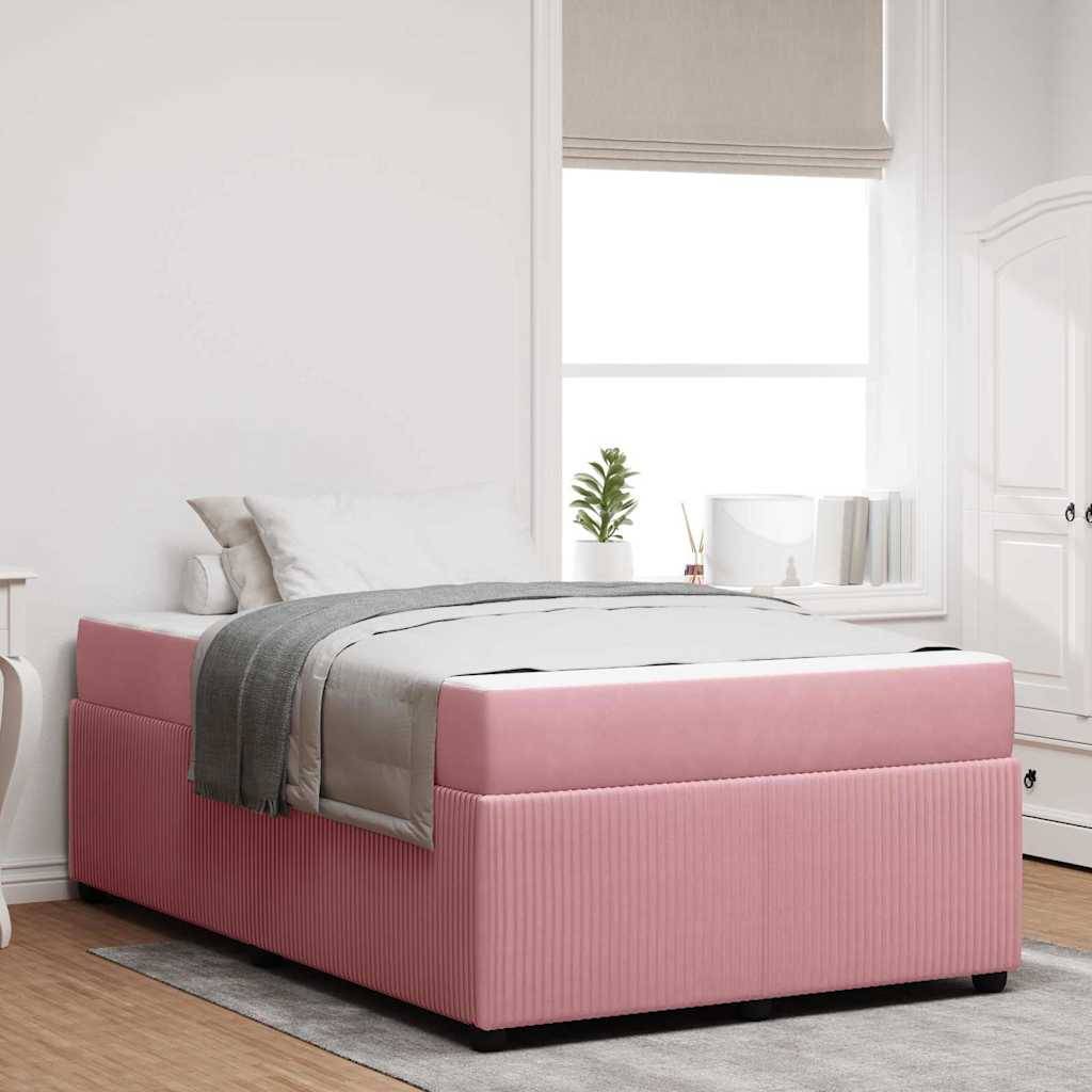 vidaXL Bettrahmen mit Matratze Rosa 120 x 190 cm Stoff