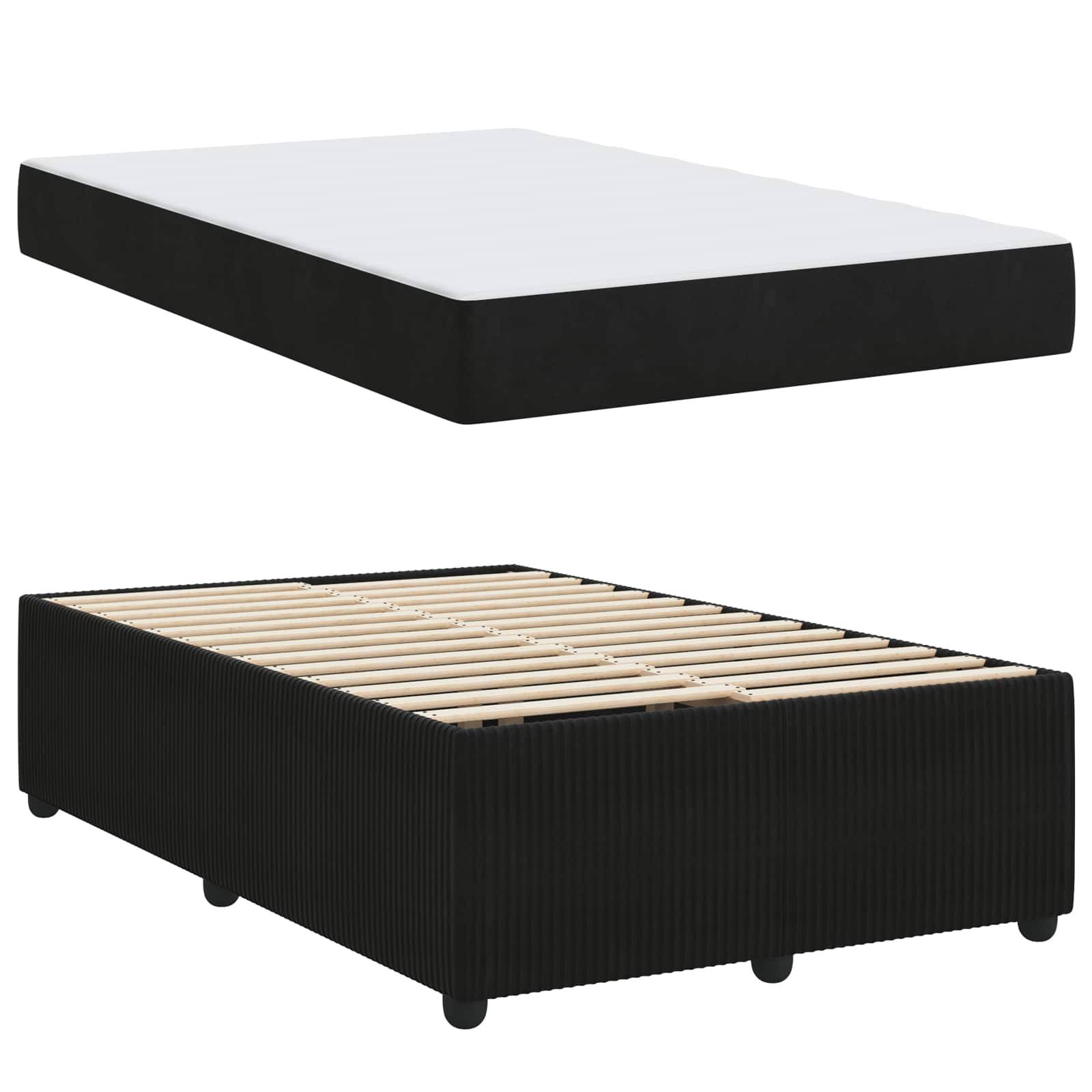 vidaXL Bettrahmen mit Matratze Schwarz 120 x 200 cm Stoff