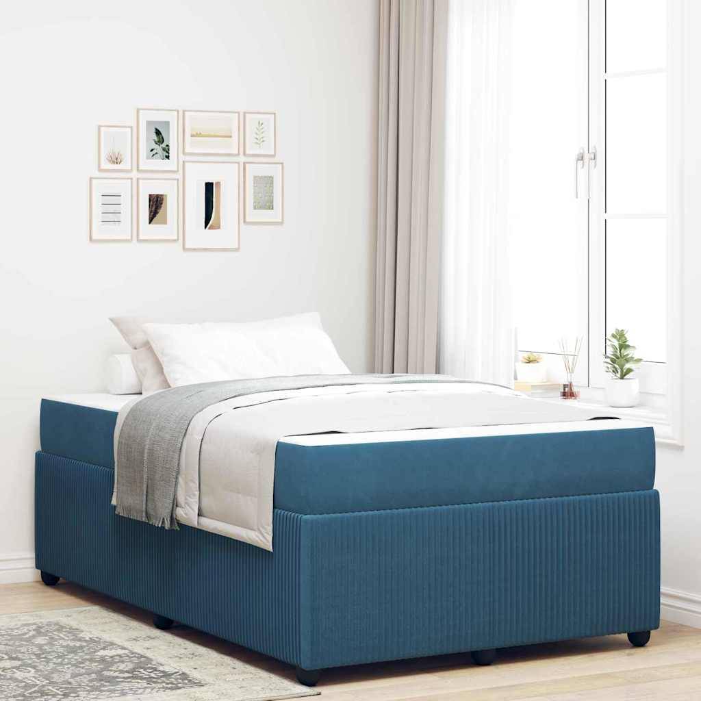 vidaXL Bettrahmen mit Matratze Blau 120 x 190 cm Stoff