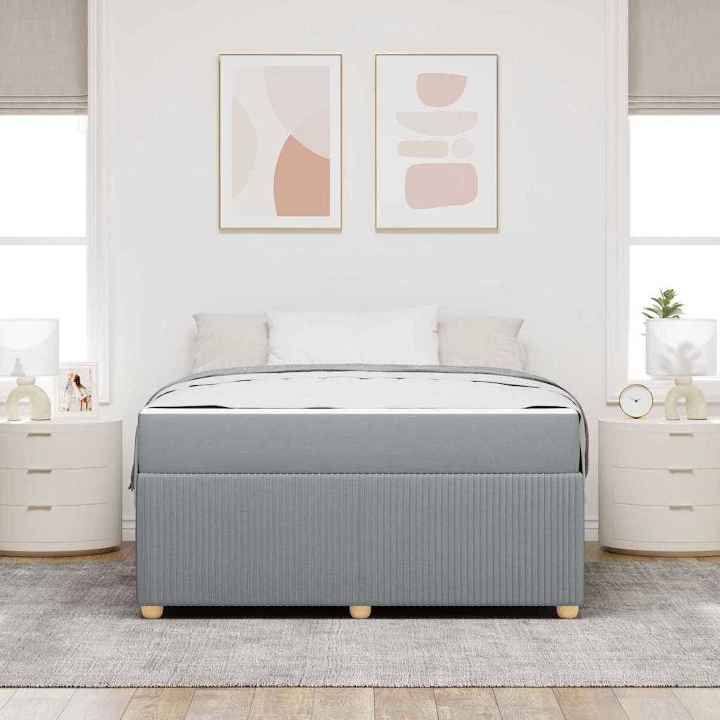 vidaXL Bettrahmen mit Matratze Hellgrau 140 x 200 cm Stoff