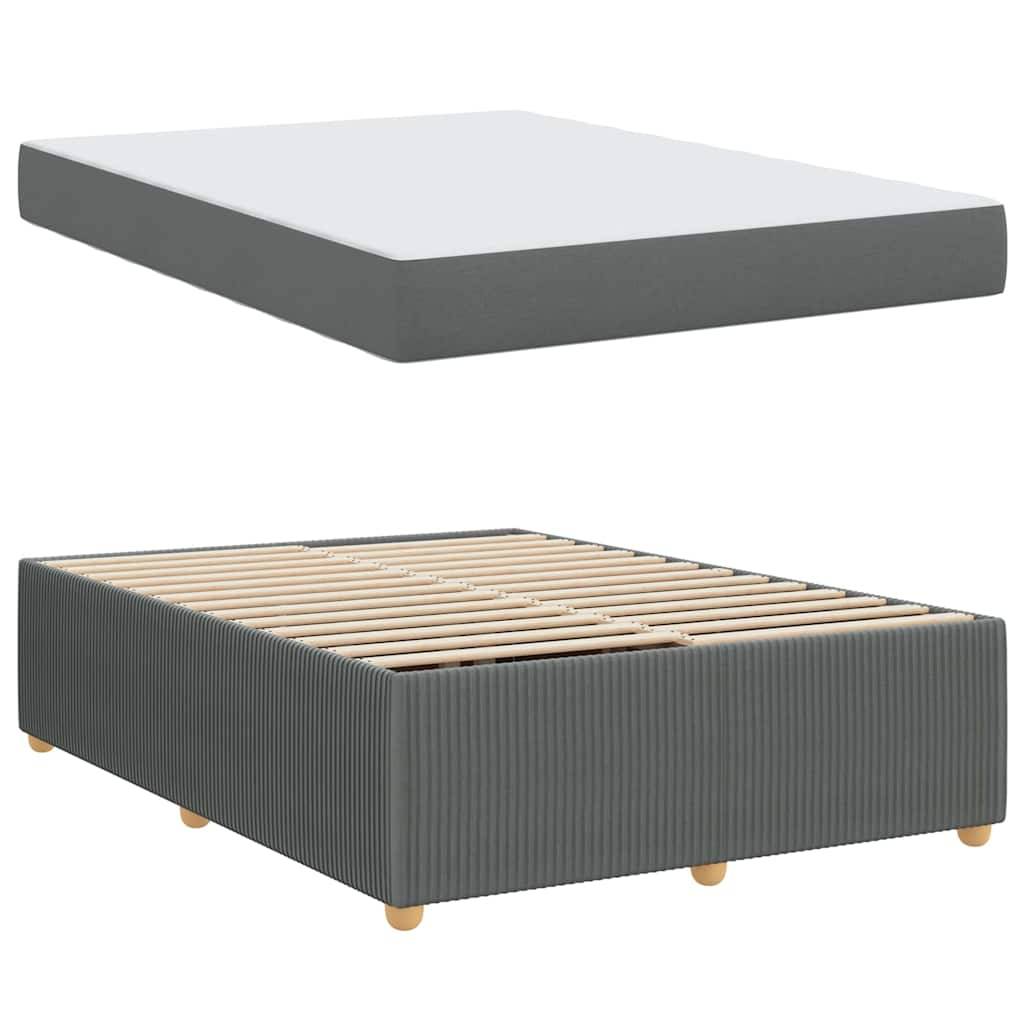 vidaXL Bettrahmen mit Matratze Dunkelgrau 140 x 200 cm Stoff