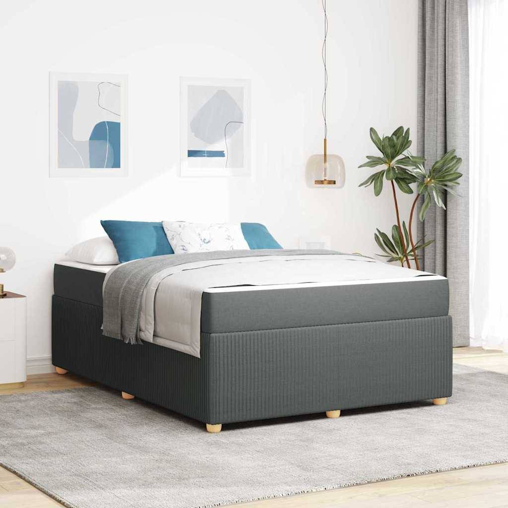 vidaXL Bettrahmen mit Matratze Dunkelgrau 140 x 200 cm Stoff