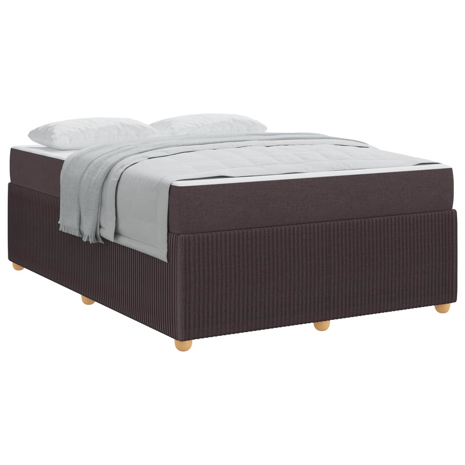 vidaXL Bettrahmen mit Matratze Dunkelbraun 140 x 200 cm Stoff