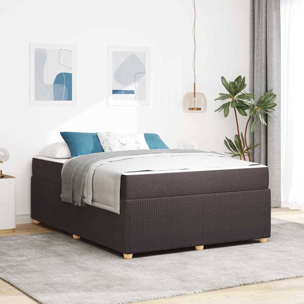 vidaXL Bettrahmen mit Matratze Dunkelbraun 140 x 200 cm Stoff