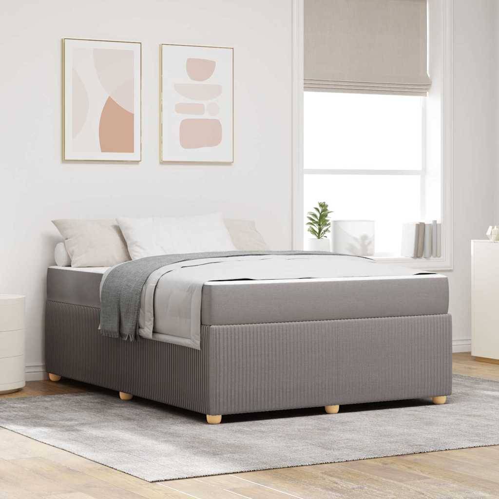 vidaXL Bettrahmen mit Matratze Taupe 140 x 200 cm Stoff