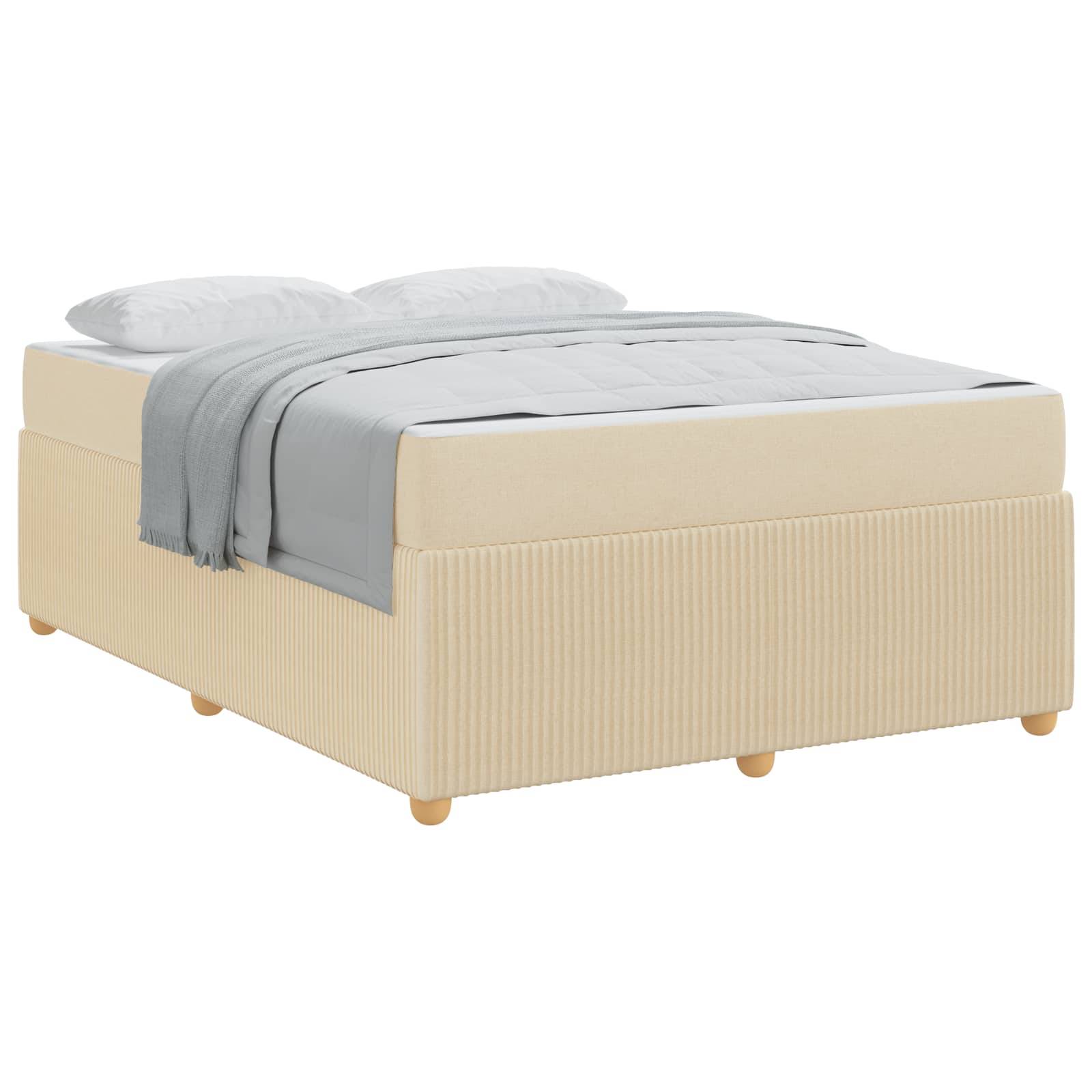 vidaXL Bettrahmen mit Matratze Creme 140 x 200 cm Stoff