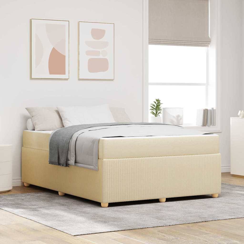 vidaXL Bettrahmen mit Matratze Creme 140 x 200 cm Stoff