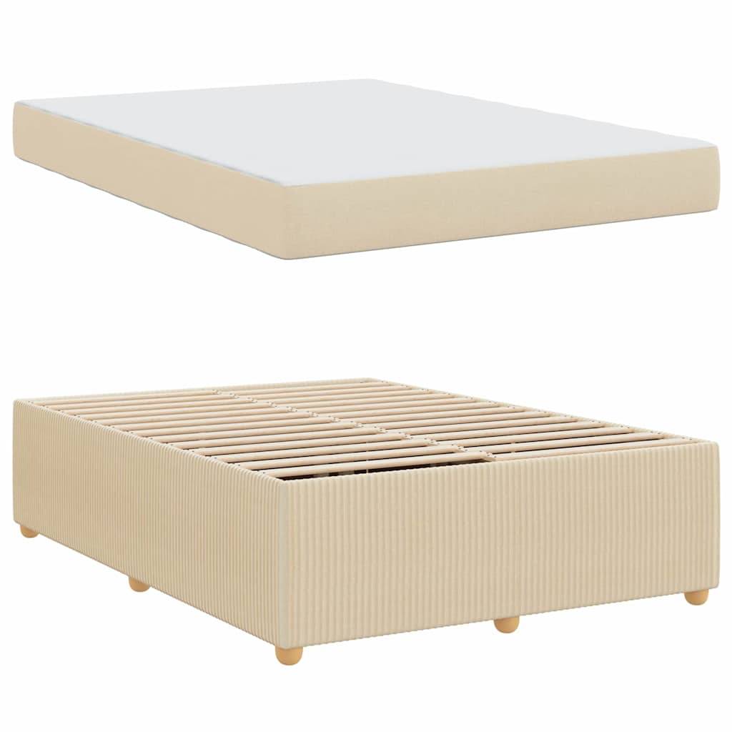 vidaXL Bettrahmen mit Matratze Creme 140 x 200 cm Stoff