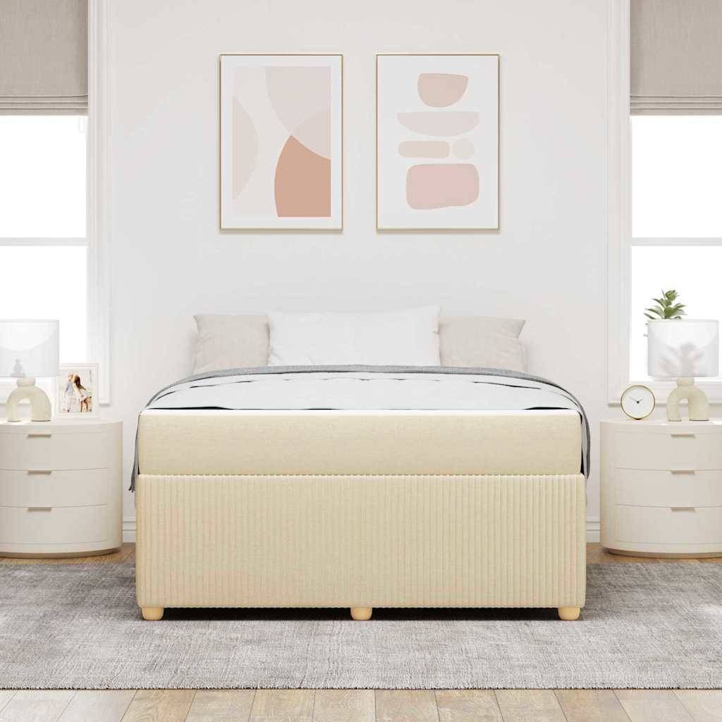 vidaXL Bettrahmen mit Matratze Creme 140 x 200 cm Stoff