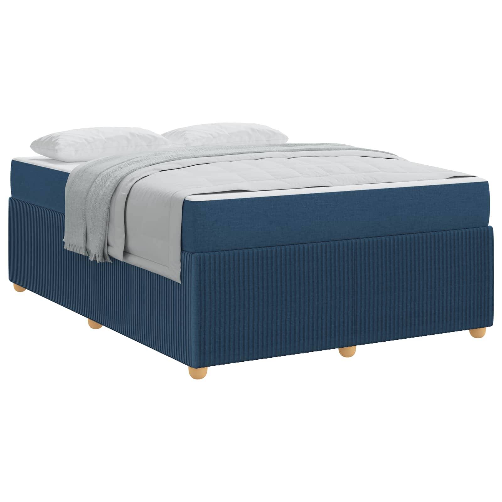 vidaXL Bettrahmen mit Matratze Blau 140 x 200 cm Stoff