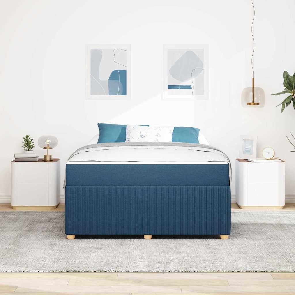 vidaXL Bettrahmen mit Matratze Blau 140 x 200 cm Stoff