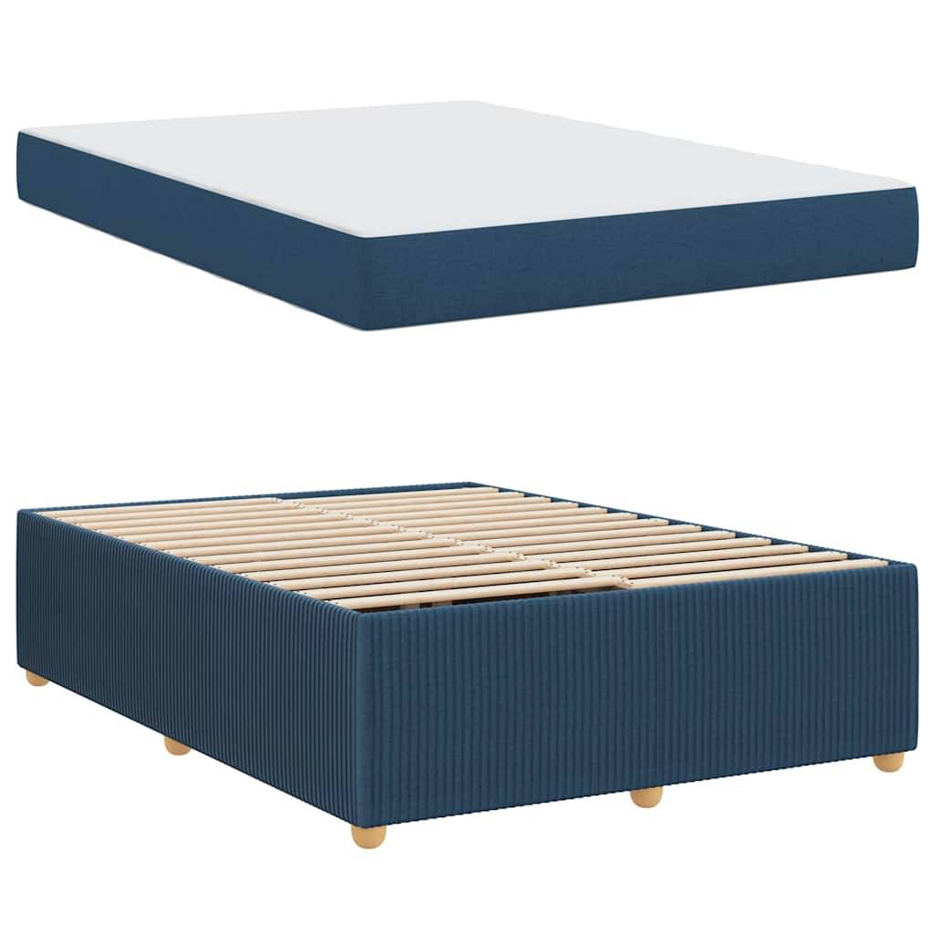 vidaXL Bettrahmen mit Matratze Blau 140 x 200 cm Stoff