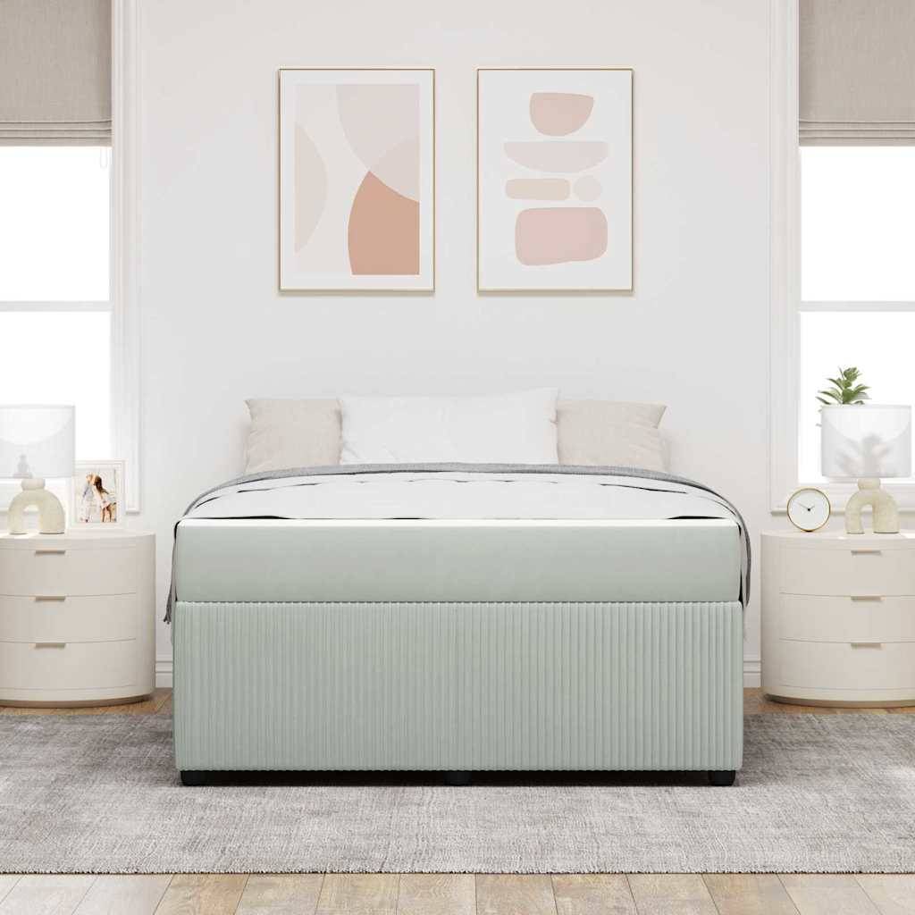 vidaXL Bettrahmen mit Matratze Hellgrau 140 x 200 cm Stoff