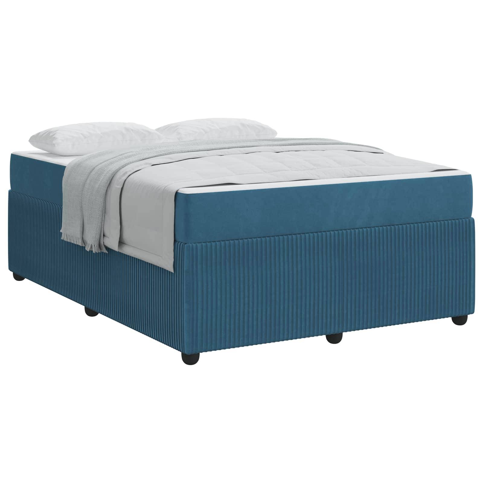vidaXL Bettrahmen mit Matratze Blau 140 x 200 cm Stoff