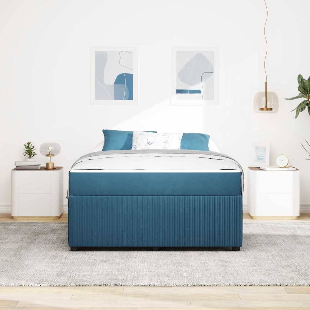 vidaXL Bettrahmen mit Matratze Blau 140 x 200 cm Stoff