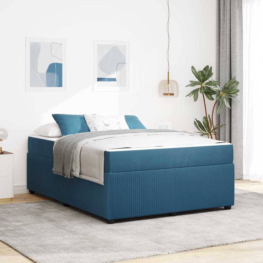 vidaXL Bettrahmen mit Matratze Blau 140 x 200 cm Stoff