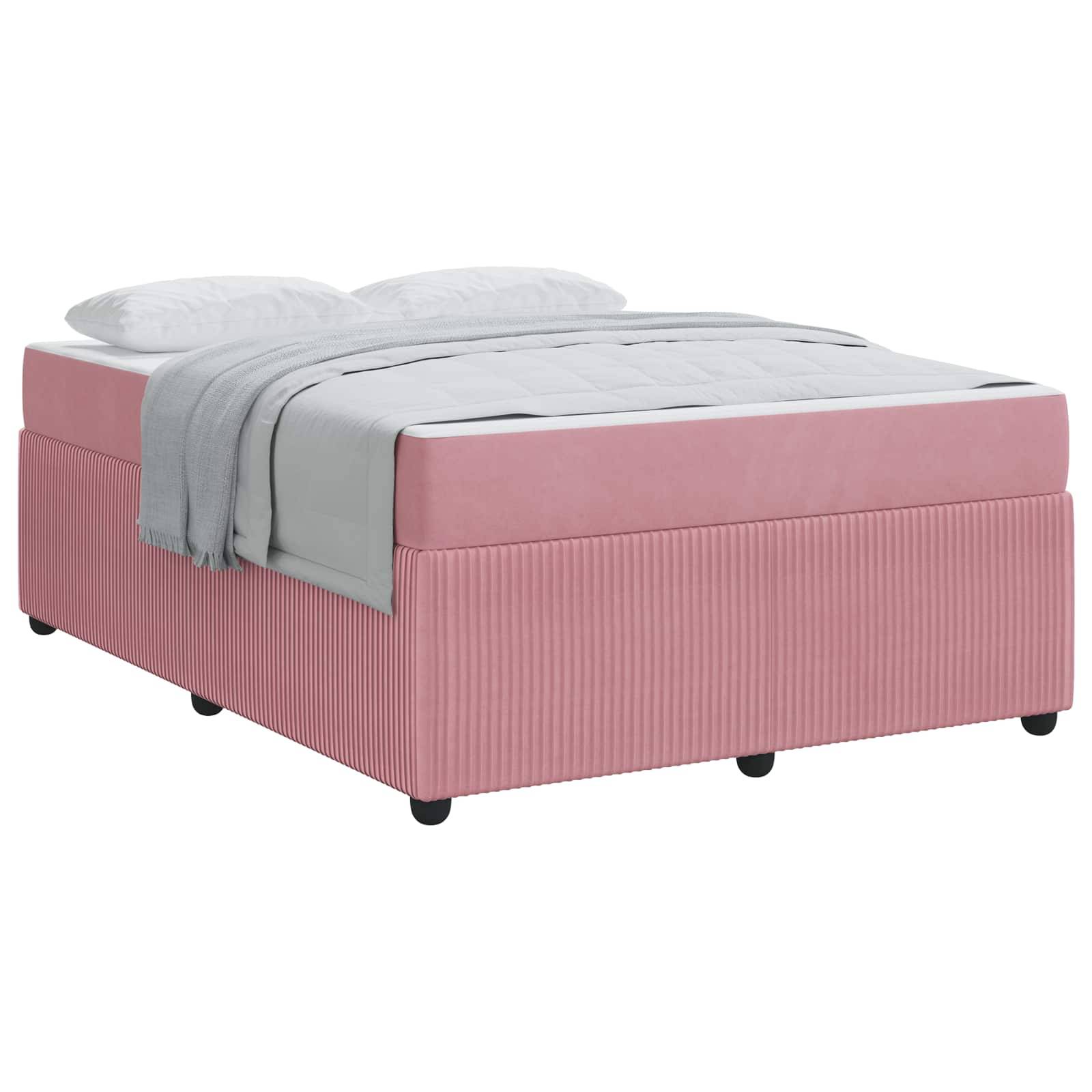 vidaXL Bettrahmen mit Matratze Rosa 140 x 200 cm Stoff