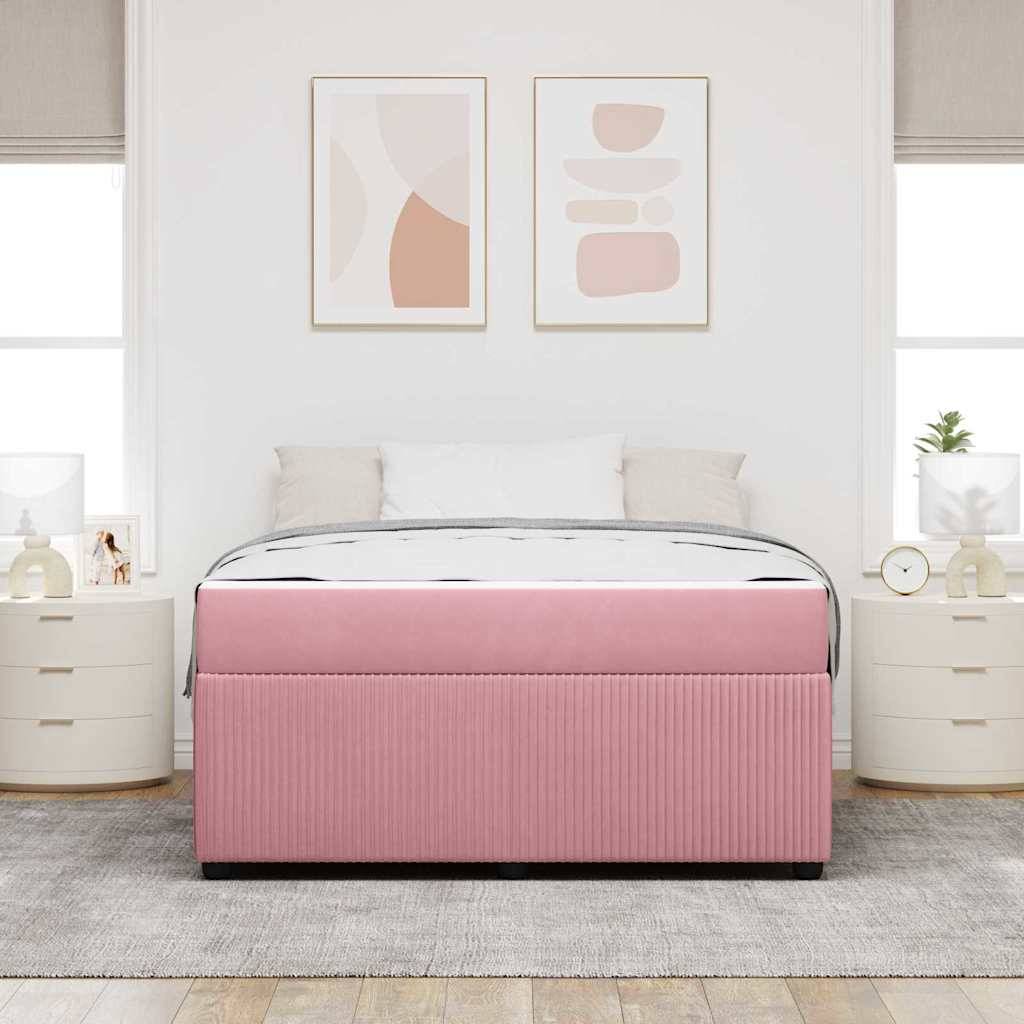 vidaXL Bettrahmen mit Matratze Rosa 140 x 200 cm Stoff