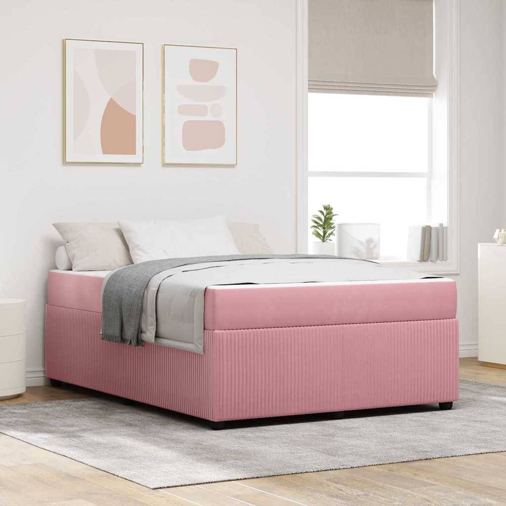 vidaXL Bettrahmen mit Matratze Rosa 140 x 200 cm Stoff