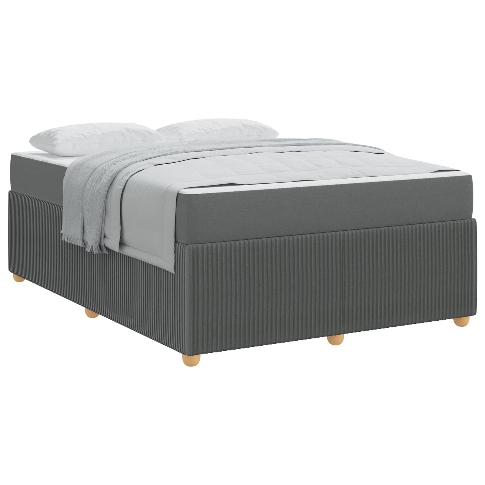 vidaXL Bettrahmen mit Matratze Dunkelgrau 140 x 200 cm Stoff