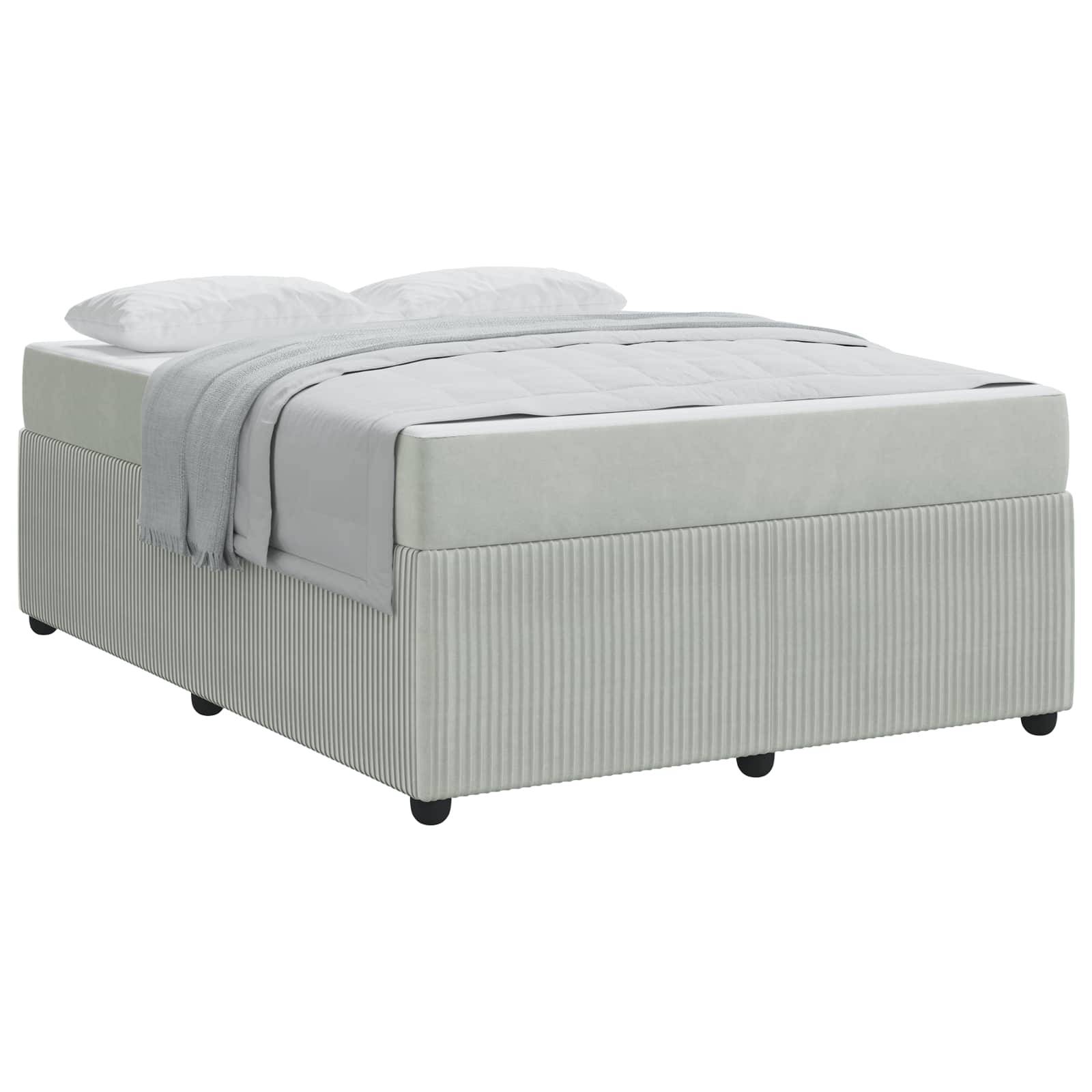 vidaXL Bettrahmen mit Matratze Hellgrau 160 x 200 cm Stoff