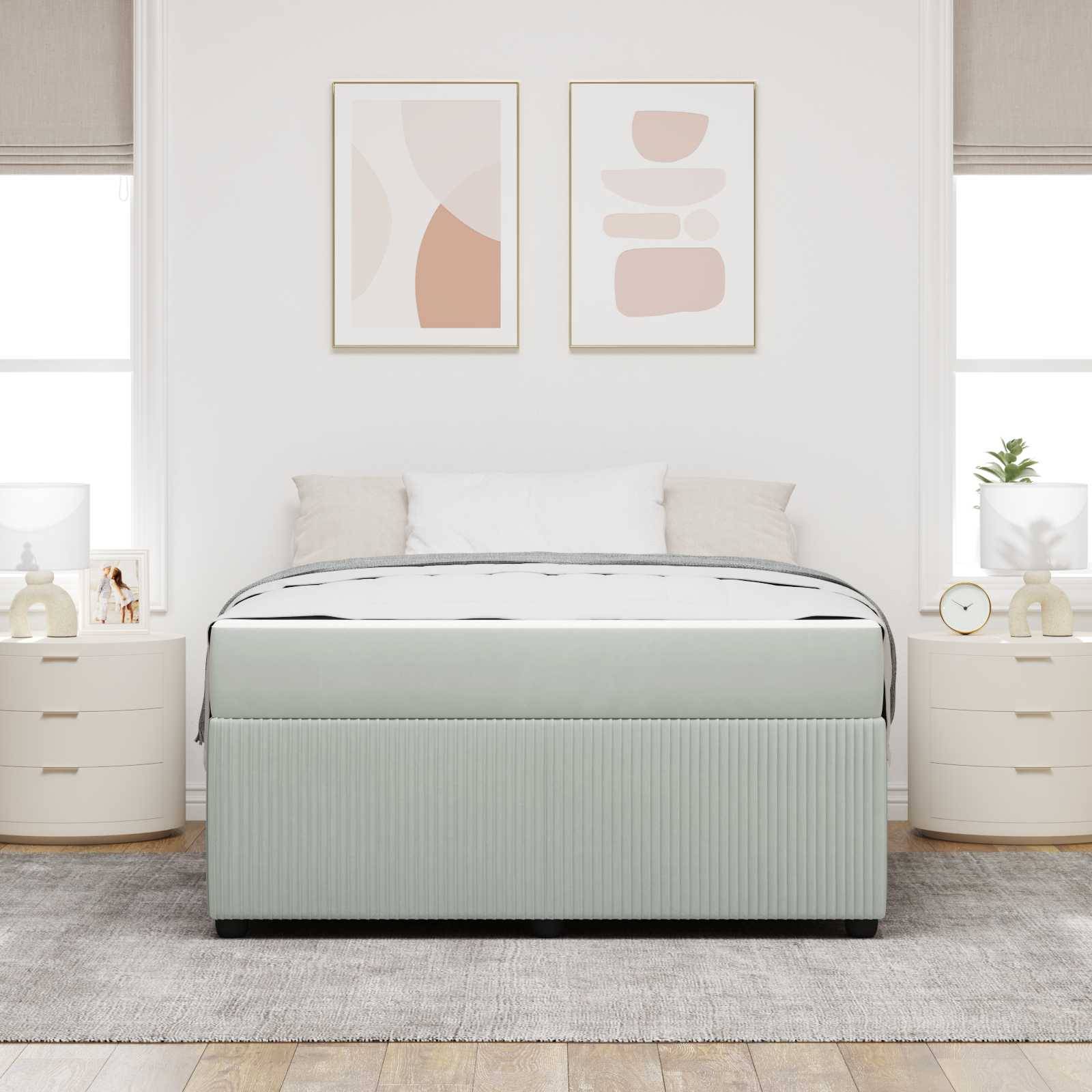 vidaXL Bettrahmen mit Matratze Hellgrau 160 x 200 cm Stoff