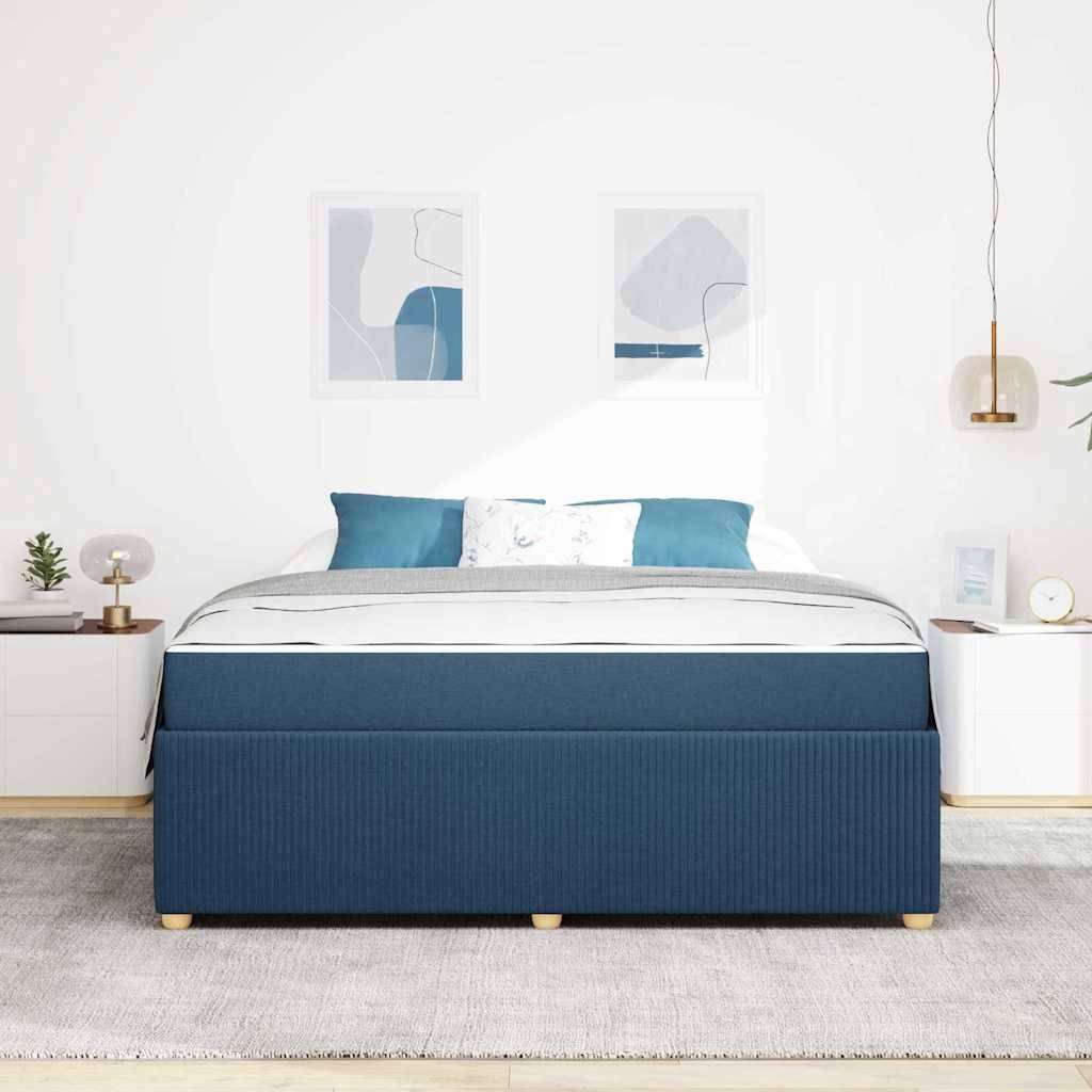 vidaXL Bettrahmen mit Matratze Blau 180 x 200 cm Stoff
