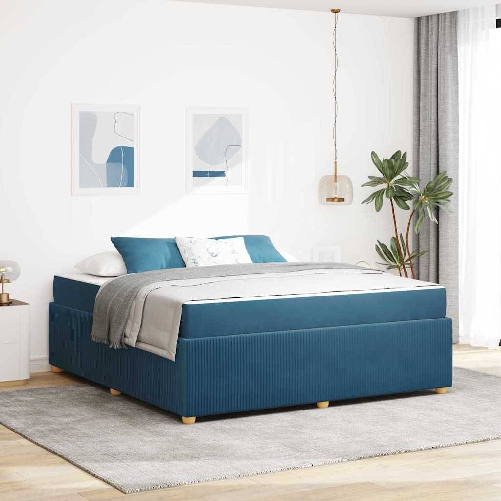 vidaXL Bettrahmen mit Matratze Blau 180 x 200 cm Stoff